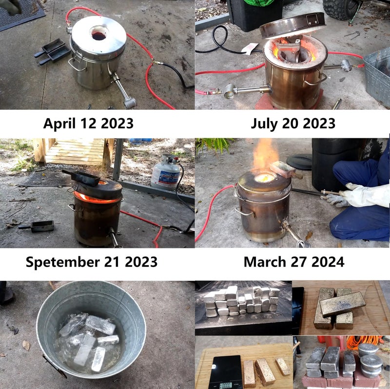 LSMIITTH 16KG/35lbs Gas Metal Melting Furnace Kit 2642°F / 1450°C Propane Forge Dual Burner (Each 100,000 BTU) Foundry Home Kiln Smelting Casting Tool Refining Recycle Brass,Gold,Silver A - Image 4