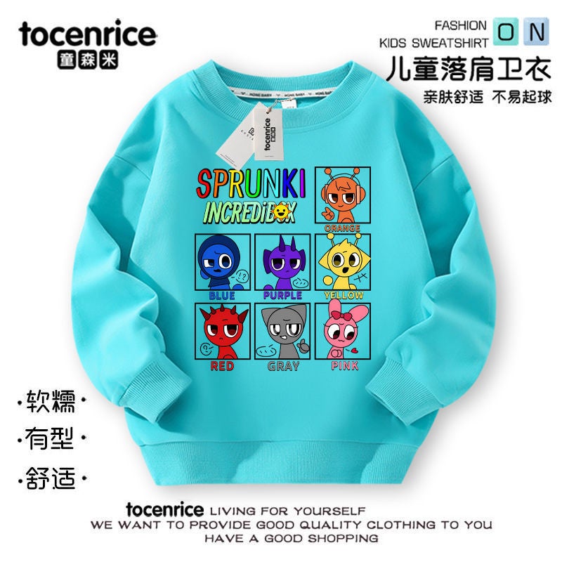 Sprunki Rhythm Box Music Game Children'S Sweater Peripheral Clothes Cotton Fleece-Lined Top - Image 2