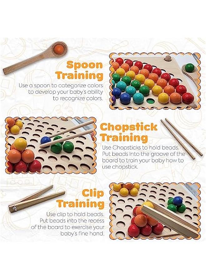 MIXDE Wooden Pegboard Beads Game, Rainbow Color Board Games, Puzzle Board, Montessori Toys, Preschool Learning Activities, Boys and Girls Gift for 3 and up! - Image 4