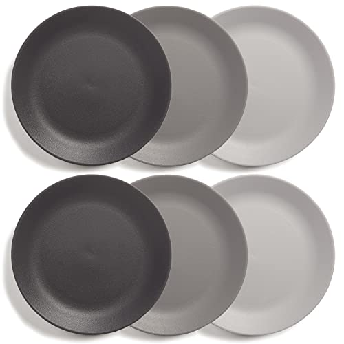 US Acrylic Everest Ultra-Durable Plastic 10 inch Dinner Plates in Grey Stone | Set of 6 Reusable, BPA-Free, Made in the USA, Dishwasher Safe Dinnerware - Image 1