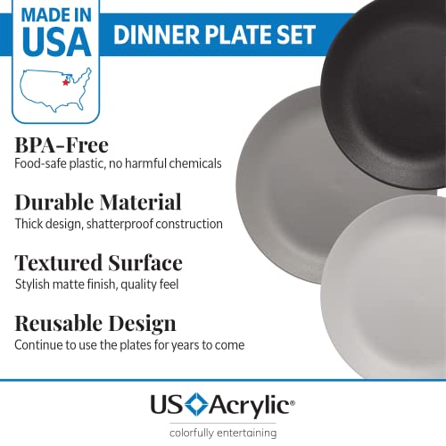 US Acrylic Everest Ultra-Durable Plastic 10 inch Dinner Plates in Grey Stone | Set of 6 Reusable, BPA-Free, Made in the USA, Dishwasher Safe Dinnerware - Image 2