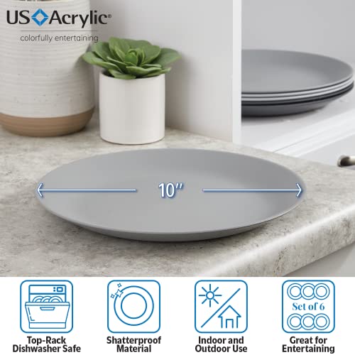 US Acrylic Everest Ultra-Durable Plastic 10 inch Dinner Plates in Grey Stone | Set of 6 Reusable, BPA-Free, Made in the USA, Dishwasher Safe Dinnerware - Image 3
