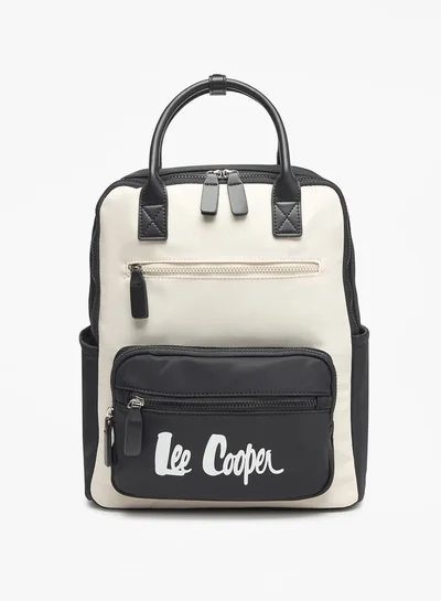 لي كوبر Logo Print Backpack with Handles and Adjustable Straps