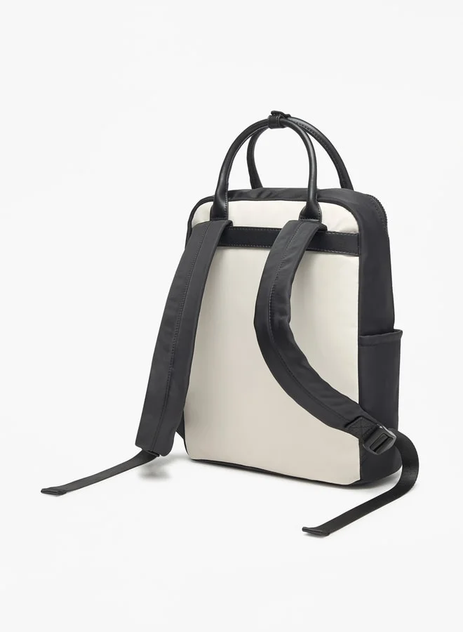 لي كوبر Logo Print Backpack with Handles and Adjustable Straps