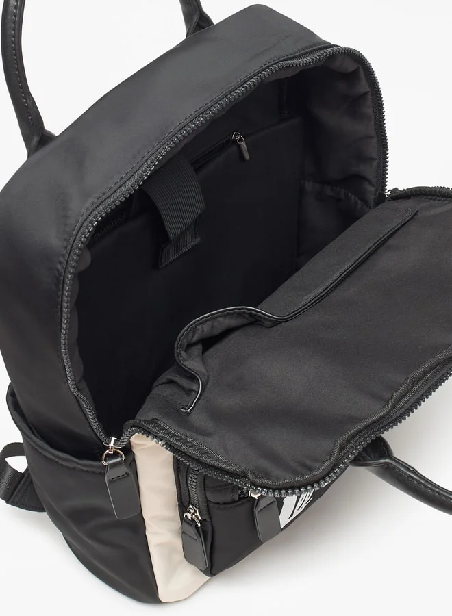 لي كوبر Logo Print Backpack with Handles and Adjustable Straps