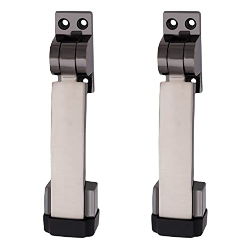 Atom Door Stopper | Kickdown Door Stop with One Touch | Adjustable Height & Rubber Tip 1.5 Inches, Door Stops (Black Silver Finish, DS001), Pack of 2 - Image 1