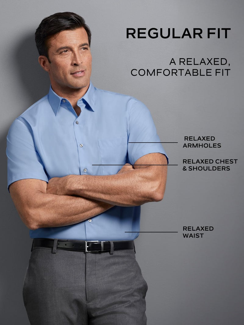 Van Heusen Men's Short Sleeve Dress Shirt Regular Fit Oxford Solid, White, 16.5"-17" Neck - Image 5