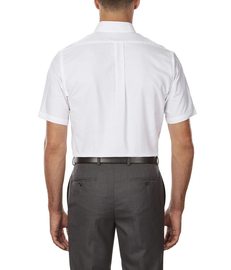 Van Heusen Men's Short Sleeve Dress Shirt Regular Fit Oxford Solid, White, 16.5"-17" Neck - Image 2