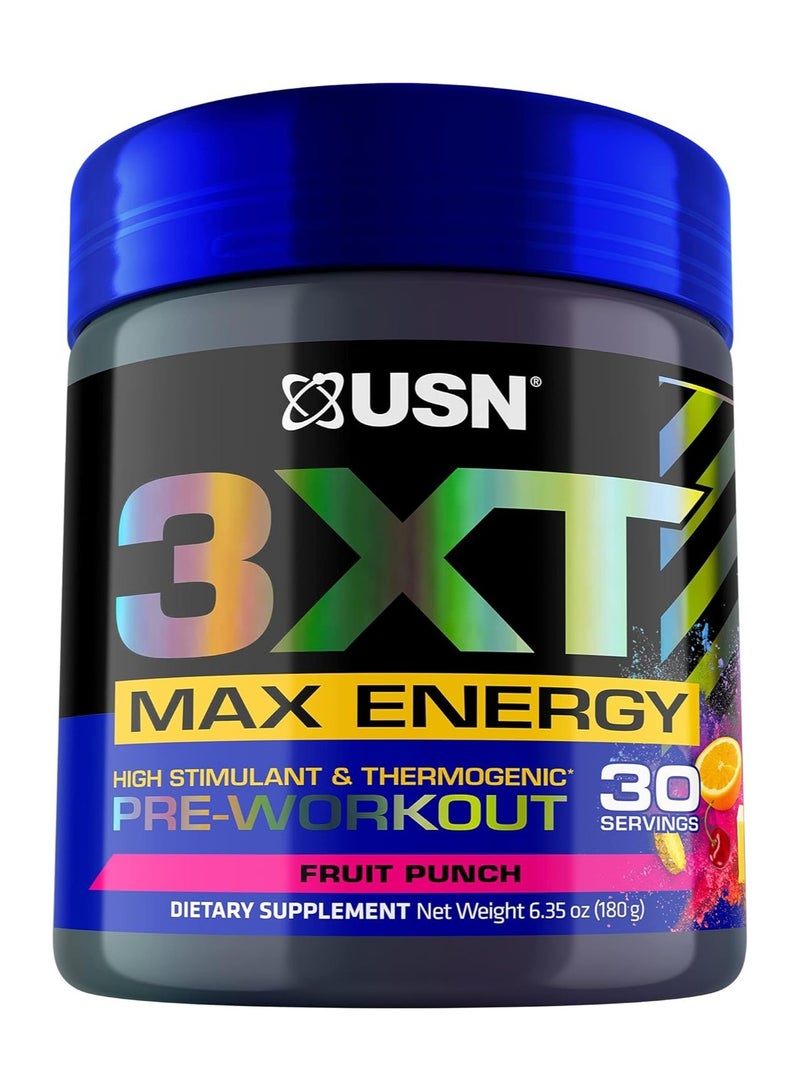 USN 3Xt High Stimulant Pre-Workout Fruit Punch Flavor 180G - Image 1