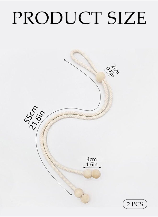 DUNISO Curtain Tie,Cotton rope wooden beads Design Pull Curtain Straps, The Straps Can Be Adjusted According To The Thickness Of The Curtain Frame Simple And Atmospheric Shape, Practical And Stylish, Match As You Like white 44cm  - Image 3
