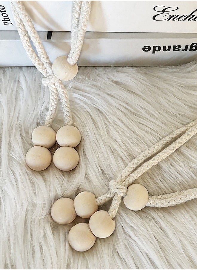 DUNISO Curtain Tie,Cotton rope wooden beads Design Pull Curtain Straps, The Straps Can Be Adjusted According To The Thickness Of The Curtain Frame Simple And Atmospheric Shape, Practical And Stylish, Match As You Like white 44cm  - Image 2