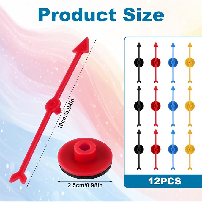 Gosknor 12pcs Arrow Game Spinners, 4 Colors Plastic Spinner Game Pointer Accessories Magnetic Spinners for Classroom Board Game Spinners for Activities DIY Projects (Green, Yellow, Red, White) - Image 3
