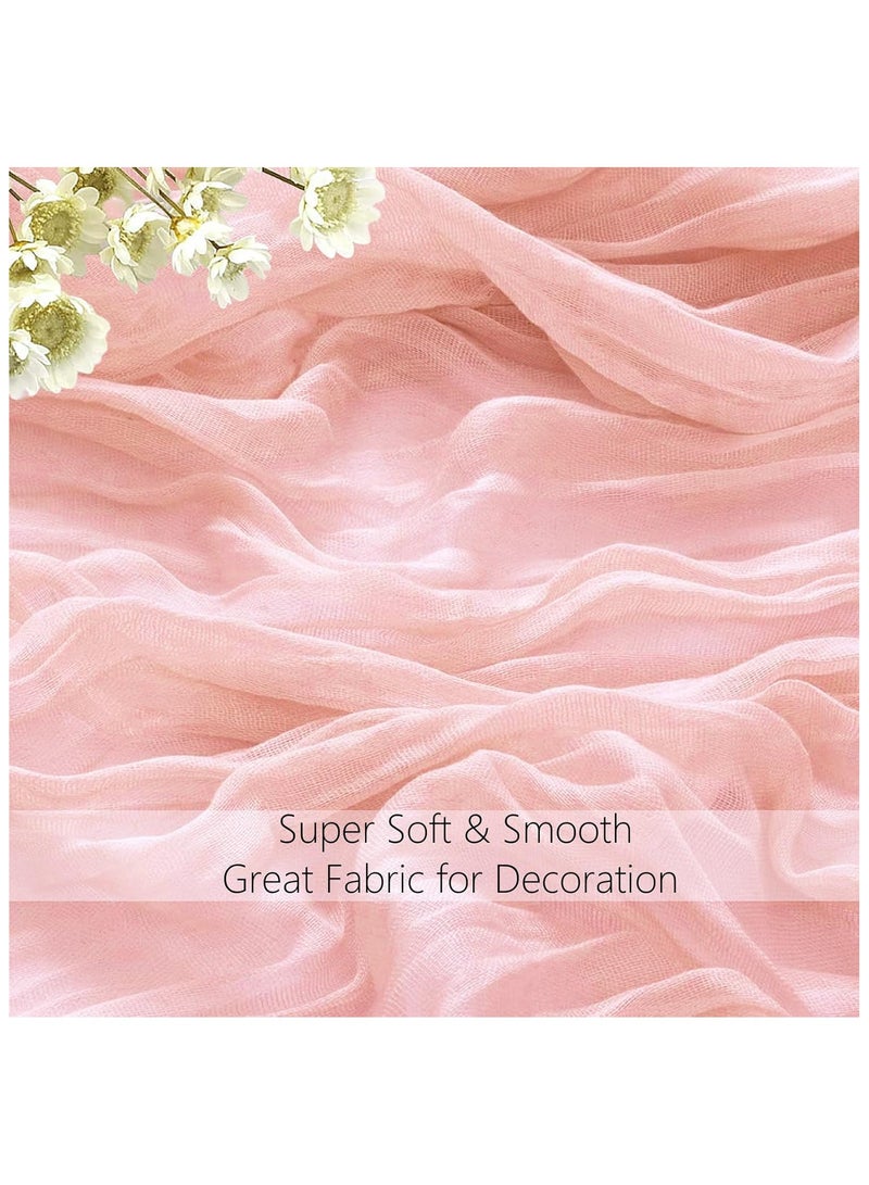 DELGREEN Pink 4M Cheesecloth Table Runner, Pink Wedding Table Runner, Boho Gauze Table Runner, Rustic Sheer Table Decor 90x400 CM - Image 3