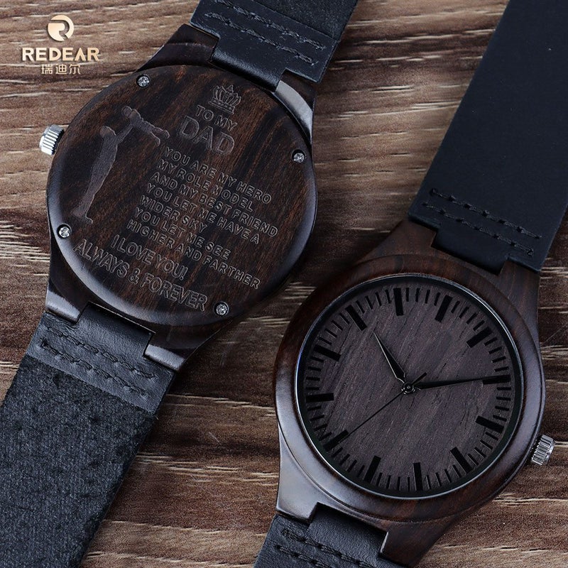Of Wooden Men'S Watches, High-End Decorative Quartz Watches, Fashionable Genuine Leather Wristwatches, -Selling Engraved Watches - Image 2