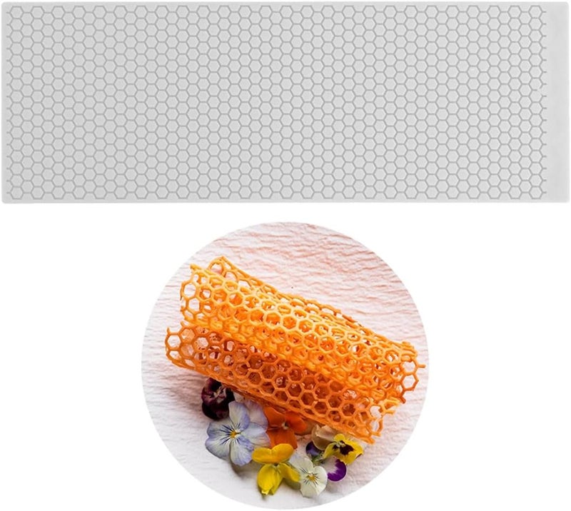 mostsom 3D Hollow Out Lace Mold Honey Shape Cake Mold Decorative Lace Mat Sugar Craft Silicone Pad Honeycomb Fondant Moulds Decorating Tools Baking (B_ Honeycomb) - Image 2