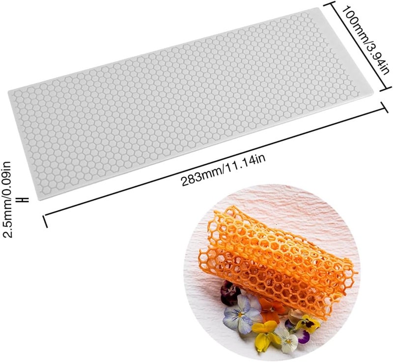 mostsom 3D Hollow Out Lace Mold Honey Shape Cake Mold Decorative Lace Mat Sugar Craft Silicone Pad Honeycomb Fondant Moulds Decorating Tools Baking (B_ Honeycomb) - Image 3