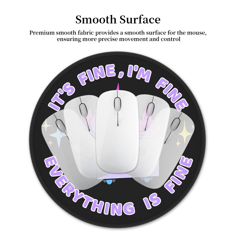 Hancynir Funny Mouse Pad for Desk, Cute Office Decor for Women, Dumpster on Fire Small Mousepad with Non-Slip Rubber Base, This is Fine Round Computer Mouse Pads for Laptop Desk Accessories Supplies - Image 4