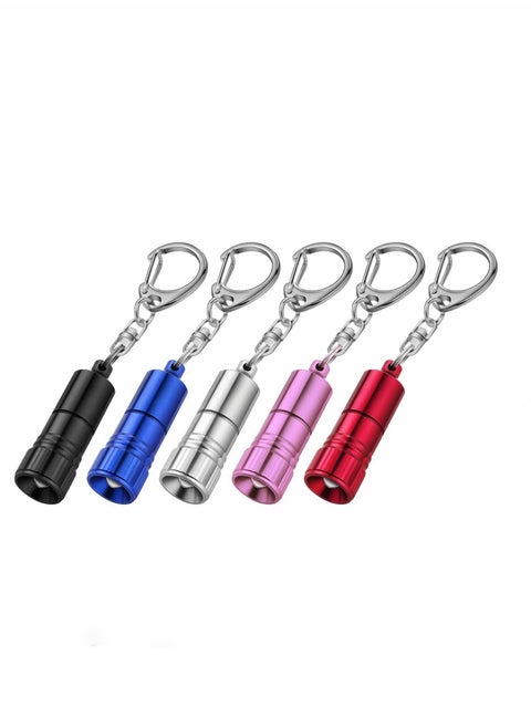 5 Pieces Mini Led Flashlight Keychain Portable Bright Flashlight Keychain Ring Light Torch with Hook for Camping, Battery Included