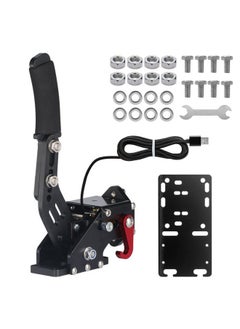 Racing Handbrake Simulator Game Steering Wheel PC Linear Drift Game Rally (with Fixture)-Product Color:Black Handbrake + Bracket Adapter Board