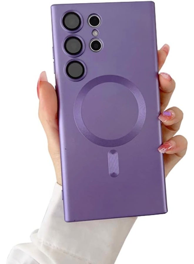 Case Galaxy S22 Ultra Case Magnetic  Support Magsafe Charger  Wireless Anti-Scratch Shockproof Full Camera Protection Slim Thin Silicon Phone Cover Case for Samsung Galaxy S22 Ultra 6.8 Purpel - Image 1