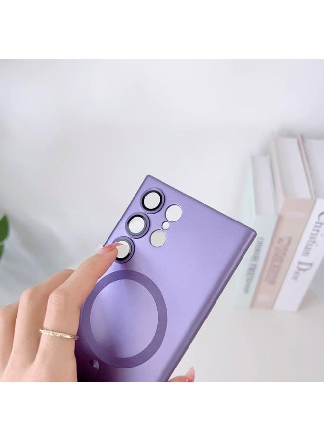 Case Galaxy S22 Ultra Case Magnetic  Support Magsafe Charger  Wireless Anti-Scratch Shockproof Full Camera Protection Slim Thin Silicon Phone Cover Case for Samsung Galaxy S22 Ultra 6.8 Purpel - Image 3