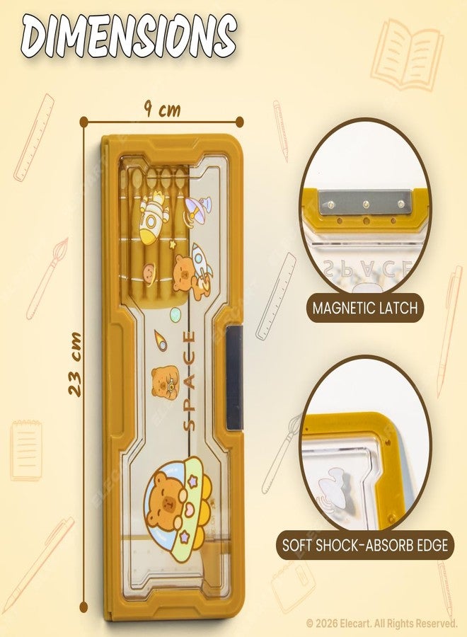 Elecart Transparent Pencil Box for Kids – Capybara Theme Magnetic Pencil Case | Double Sided Large Capacity Stationery Organizer | School Pen & Pencil Storage Box | Birthday Return Gift - Image 5
