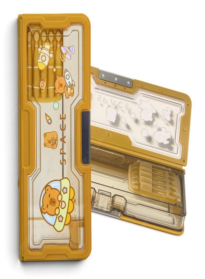 Elecart Transparent Pencil Box for Kids – Capybara Theme Magnetic Pencil Case | Double Sided Large Capacity Stationery Organizer | School Pen & Pencil Storage Box | Birthday Return Gift - Image 1
