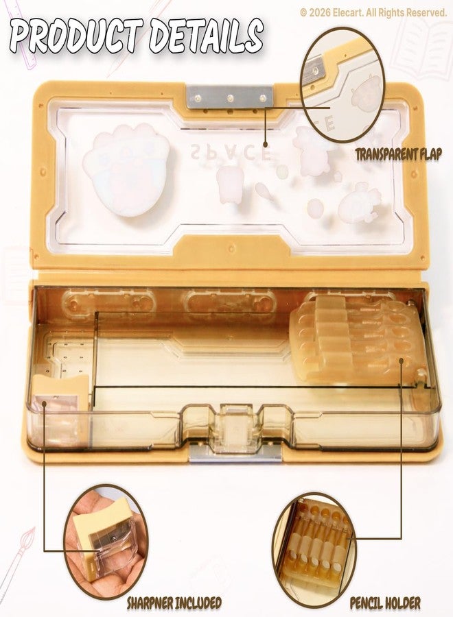 Elecart Transparent Pencil Box for Kids – Capybara Theme Magnetic Pencil Case | Double Sided Large Capacity Stationery Organizer | School Pen & Pencil Storage Box | Birthday Return Gift - Image 3