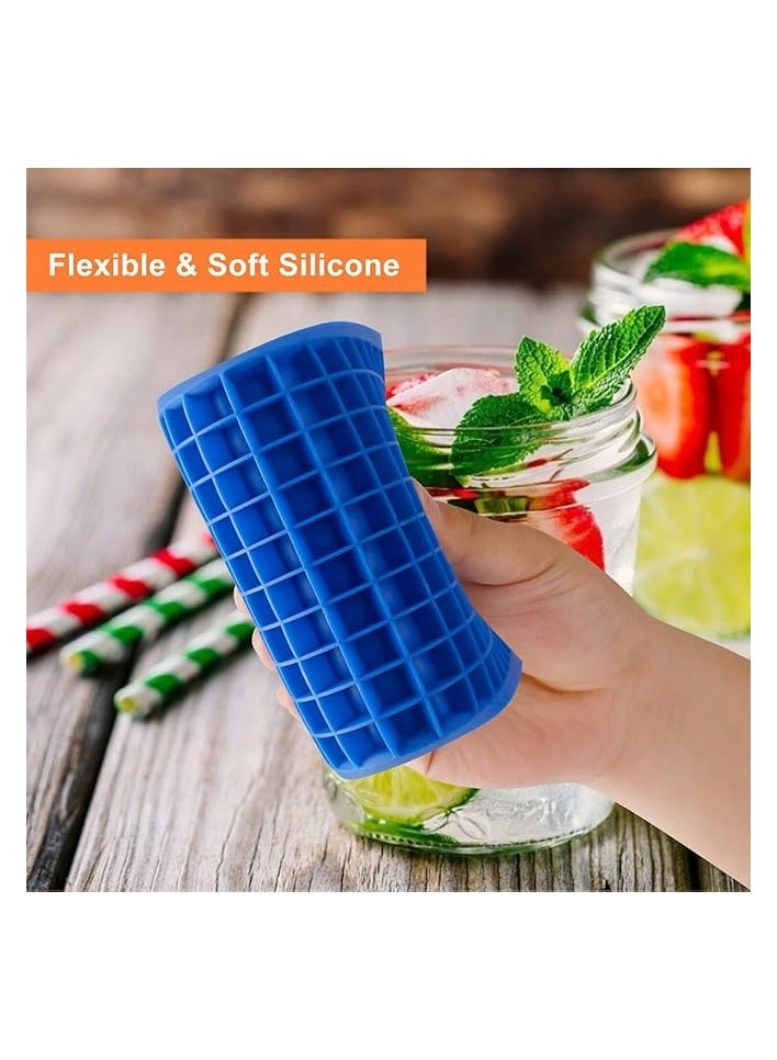 erorex 160 Ice Cubes Frozen Cube Bar Pudding Silicone Tray Mold Tool Blue  - Image 5