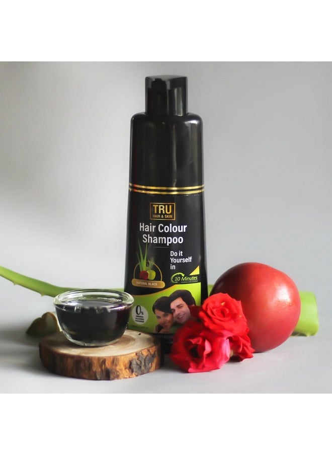 TRU HAIR & Skin Black Hair Colour Shampoo For Men & Women | Grey Coverage In 10 Mins | Natural, Safe & Organic With Almond Oil & Henna | Gentle Colour For Head, Mustache, Beard | Sulfate-Free - 100Ml  - Image 1