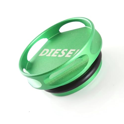 JOJOY LUX Diesel Fuel Cap for Ram and GM 30L DuramaxUpdated Larger Magnetic Aluminum Tank Gas Cap fit 20132018 Ram 1500 2500 350020192024 GM Pickup Truck Accessories Replacement Eco Tanks Magnetic Green - Image 1