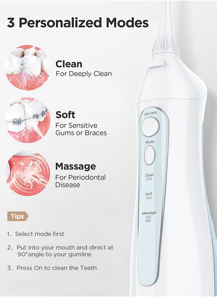 Fairywill - Intelligent Ultrasonic Toothbrush And Oral Irrigator Water Flosser Oral Care Combo Pack USB Rechargeable 3 Modes 300ML 9 Piece White - Image 1