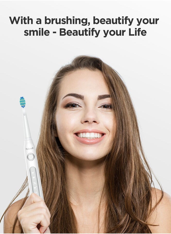 Fairywill - Intelligent Ultrasonic Toothbrush And Oral Irrigator Water Flosser Oral Care Combo Pack USB Rechargeable 3 Modes 300ML 9 Piece White - Image 1