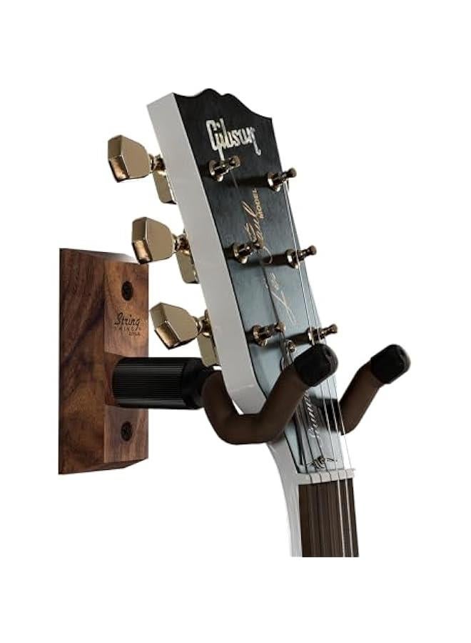 Beauenty Guitar Wall Mount, Guitar Hanger, Wall Guitar Mount, Guitar Holder Hook for Wall, Fits All Size Guitars, Acoustic, Electric, Bass, Black Walnut Hardwood - Made in USA - Image 1