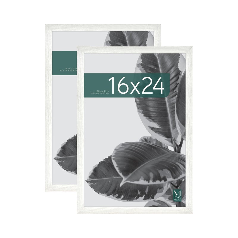 MCS Studio Gallery 16x24 Poster Frame White Woodgrain Vertical  Horizontal Wall Hanging Large Picture Frame for Photos Posters  Art Prints 2Pack