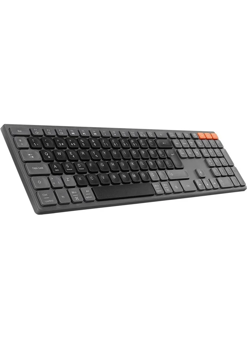 إيفرست KB-2610 Black/grey 2.4g+Bt1+Bt2 Three-in-One 3 In 1 Q Wireless Keyboard