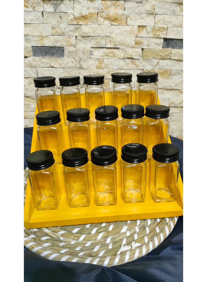 طقم توابل 15 برطمان مع سلم توابل خشب واستكيرات التوابل هدية - Image 5