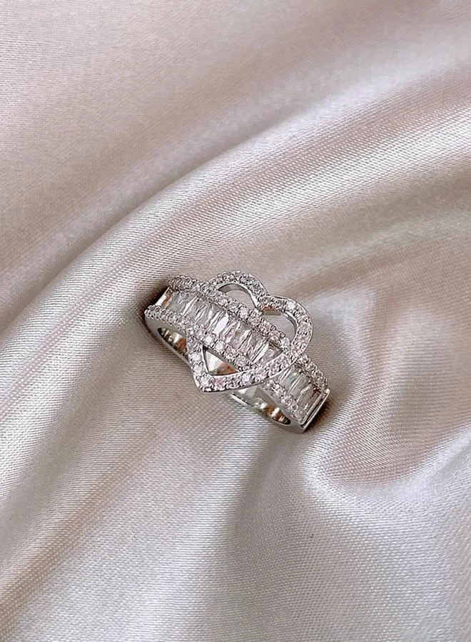 Take Two  Silver Embellished Heart-Shaped Ring for Women | Best Price UAE