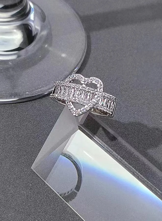 Take Two  Silver Embellished Heart-Shaped Ring for Women | Best Price UAE
