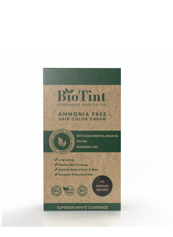 Biotint Permanent Hair Color 4.0 Medium Brown 1s