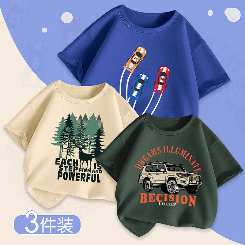 Boys' Short-Sleeved T-Shirt Summer Children'S Summer Thin Top Mid-Big Boy'S Half-Sleeved Handsome Trendy T - Image 4