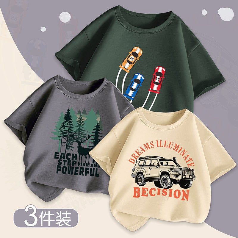 Boys' Short-Sleeved T-Shirt Summer Children'S Summer Thin Top Mid-Big Boy'S Half-Sleeved Handsome Trendy T - Image 1