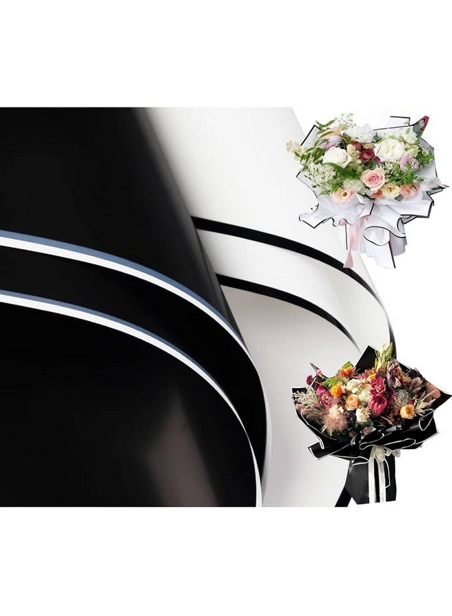 3A Featuretail Assorted Colour Waterproof Flower or Gift Wrapping Premium Paper Sheet | Korean Style Bouquet Wrap Sheets, 23 Inch x 23 Inch, Pack of (Black & White, 10pc Pack) - Image 1