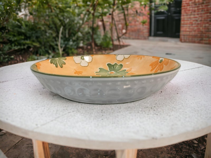 Lemon Tree Snack Serving Plate 20 cm Round Ceramic Deep Salad, Pasta Plate | Dinner Plates for Kitchen Microwave, Dishwasher & Oven Safe (Orange) - Image 3