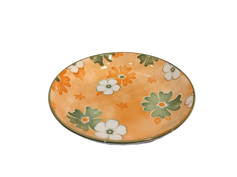 Lemon Tree Snack Serving Plate 20 cm Round Ceramic Deep Salad, Pasta Plate | Dinner Plates for Kitchen Microwave, Dishwasher & Oven Safe (Orange) - Image 4