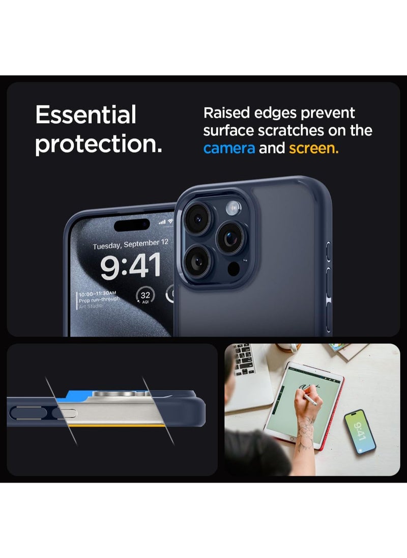 Spigen - Ultra Hybrid for iPhone 15 PRO Case Cover - Navy Blue - Image 1