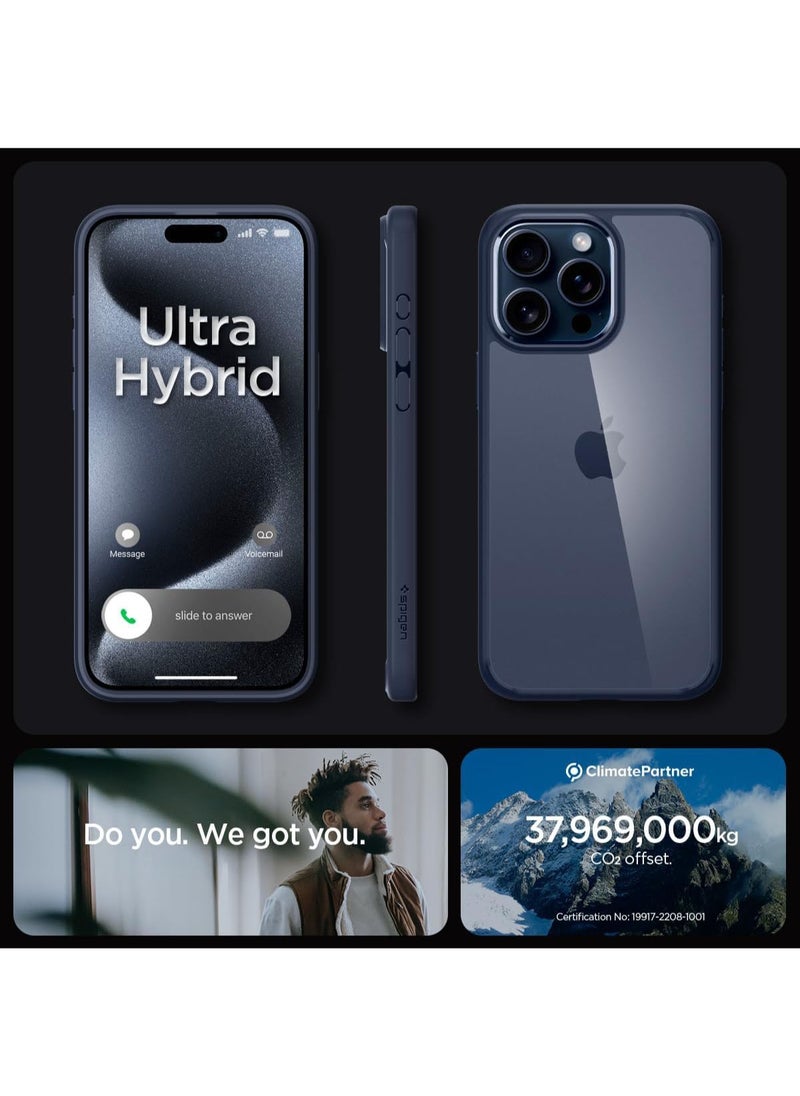 Spigen - Ultra Hybrid for iPhone 15 PRO Case Cover - Navy Blue - Image 1