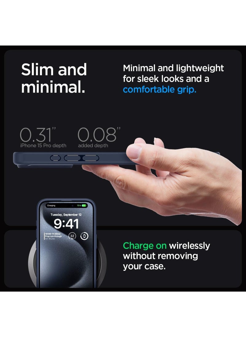Spigen - Ultra Hybrid for iPhone 15 PRO Case Cover - Navy Blue - Image 1