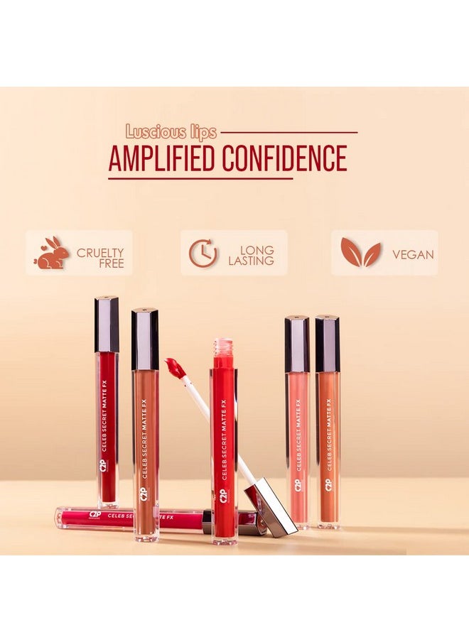 C2P PROFESSIONAL MAKEUP C2P Pro Liquid Lipstick Waterproof Matte Orange Lipsticks For Women | Long Lasting Smudge Proof | Infused With Argan Oil, Celeb Secret (Liquid Lipstick Huma, 2 Ml)  - Image 4