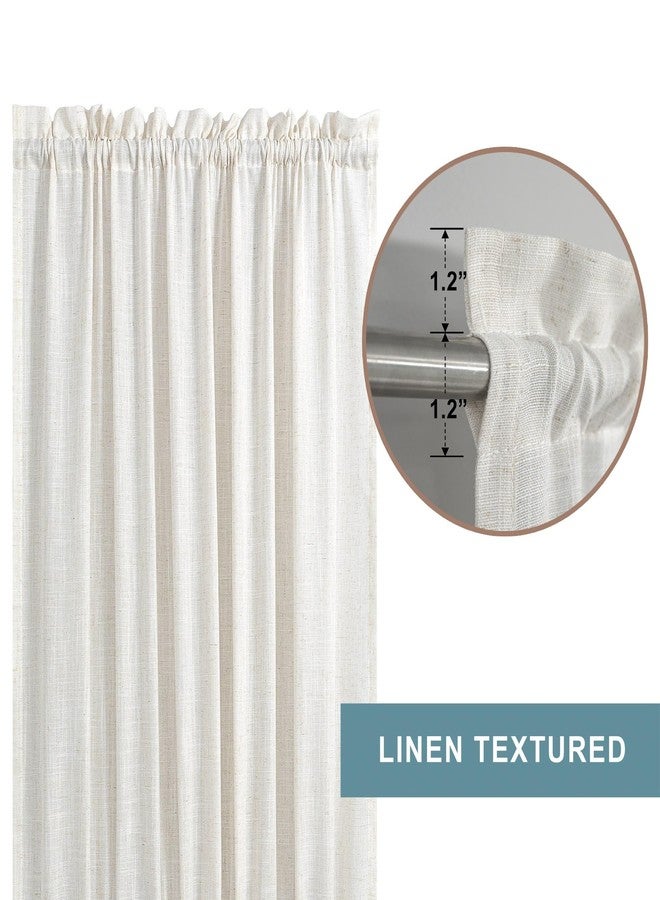 KOUFALL ستارة باب من KOUFALL، ستارة نوافذ قصيرة شفافة من الكتان، مناسبة للمطبخ والحمام، طولها 40 بوصة، قطعة واحدة، لونها أبيض كريمي/بيج كريمي - Image 3